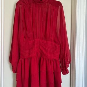 Express Vibrant Red Pleated Dress
